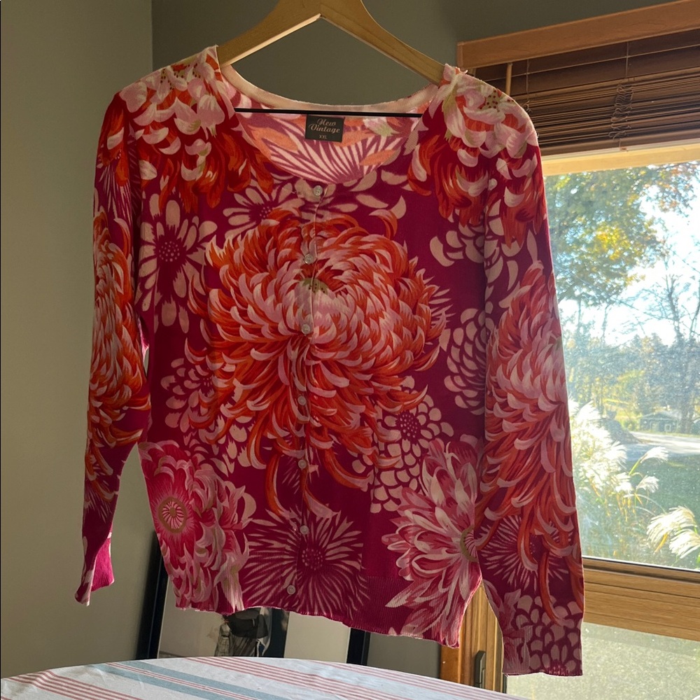 Coldwater Creek Pink and Orange Floral Blouse